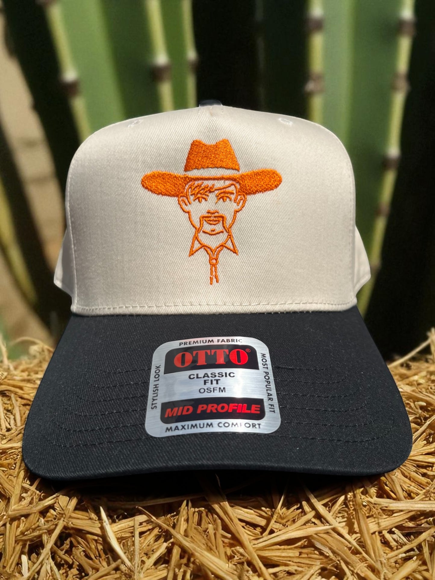 'Manolo The Cowboy' A-Frame Hat - Natural Beige W/ Orange