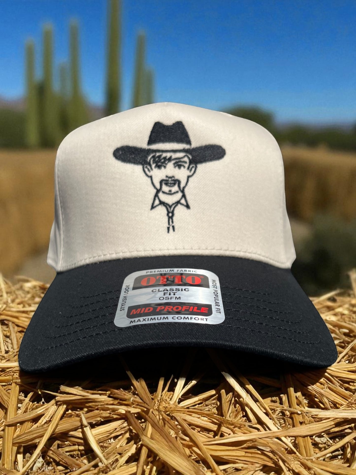 'Manolo The Cowboy' A-Frame Hat - Natural Beige W/ Black