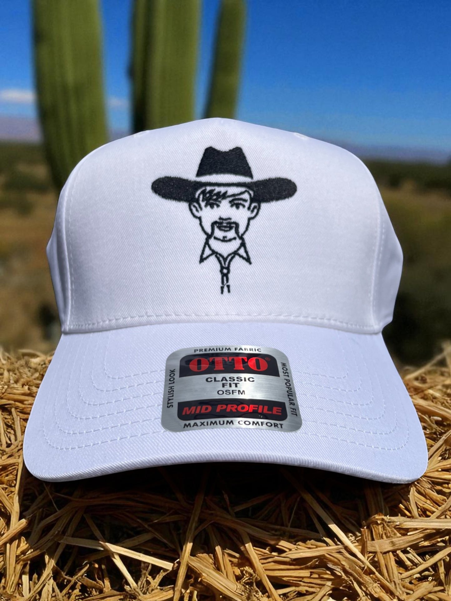 'Manolo The Cowboy' A-Frame Hat - White W/ Black