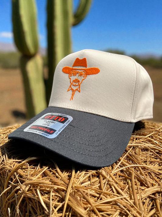 'Manolo The Cowboy' A-Frame Hat - Natural Beige W/ Orange