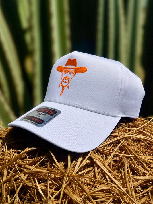 'Manolo The Cowboy' A-Frame Hat - White W/ Orange